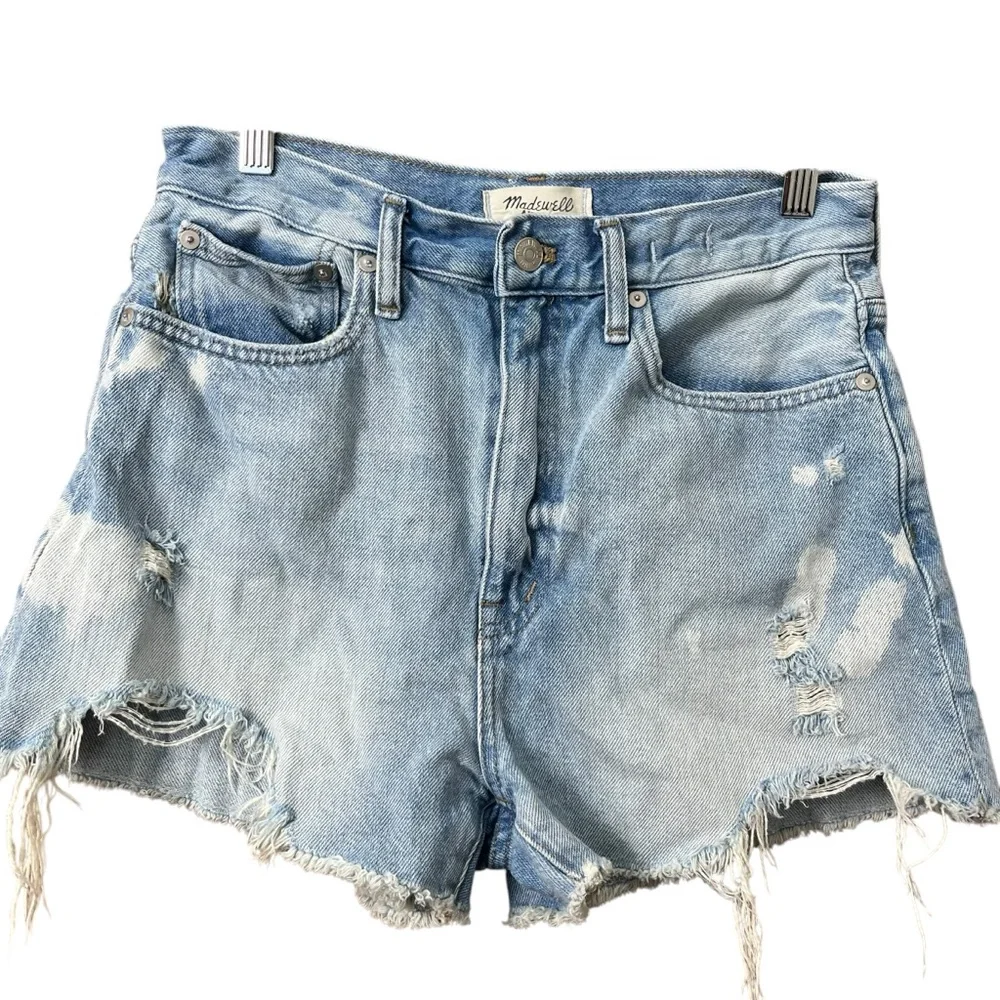 Madewell Light Wash Bleached Distressed Cut Off The Mom‎ Jean Short Size 27